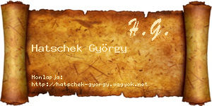 Hatschek György névjegykártya